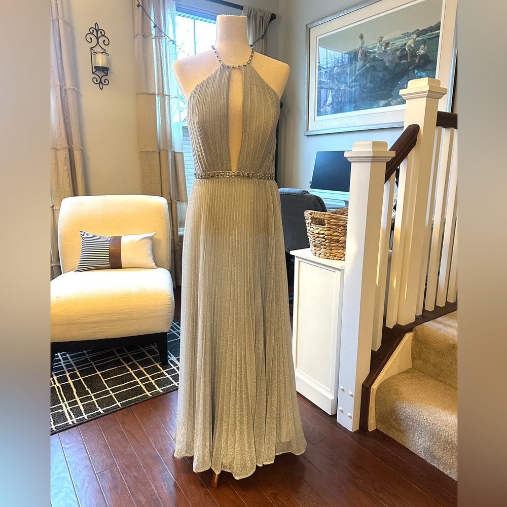 Elegant Silver Evening Gown